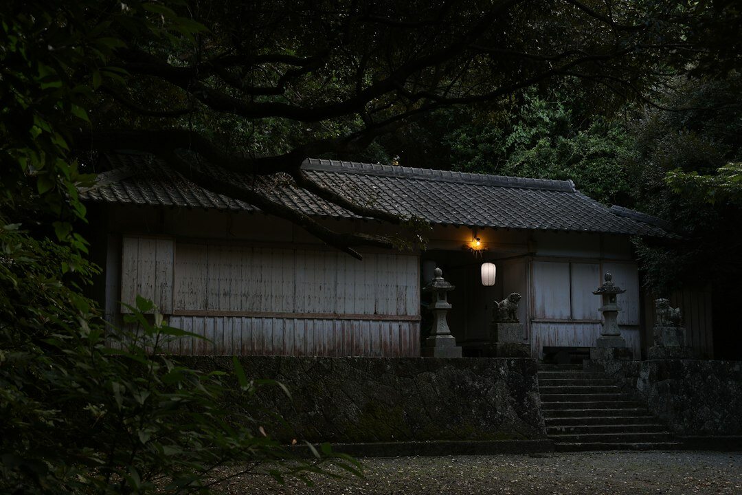 old mysterious house at night