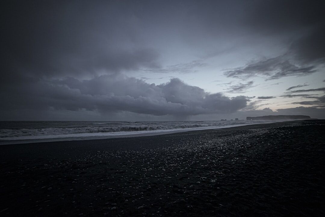 stormy sea coast at night